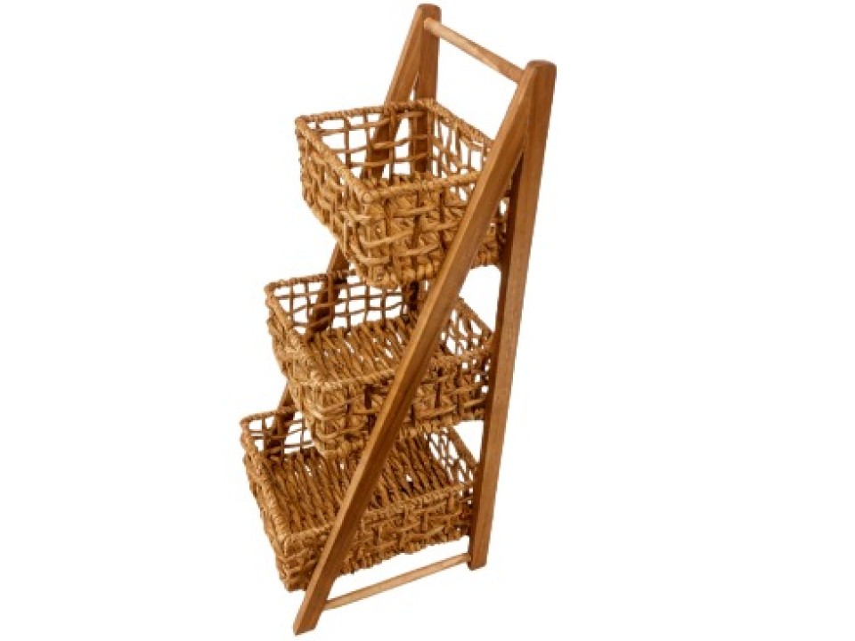 Ultimate Water Hyacinth and Wood 3-Tier Storage Rack